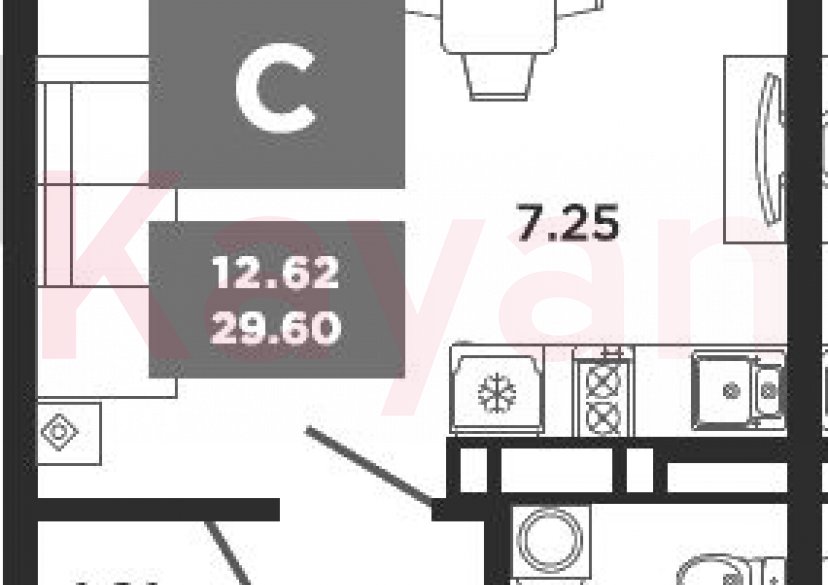 Продажа студии, 28.4 кв.м фото 0 Продажа студии, 28.4 кв.м фото 0