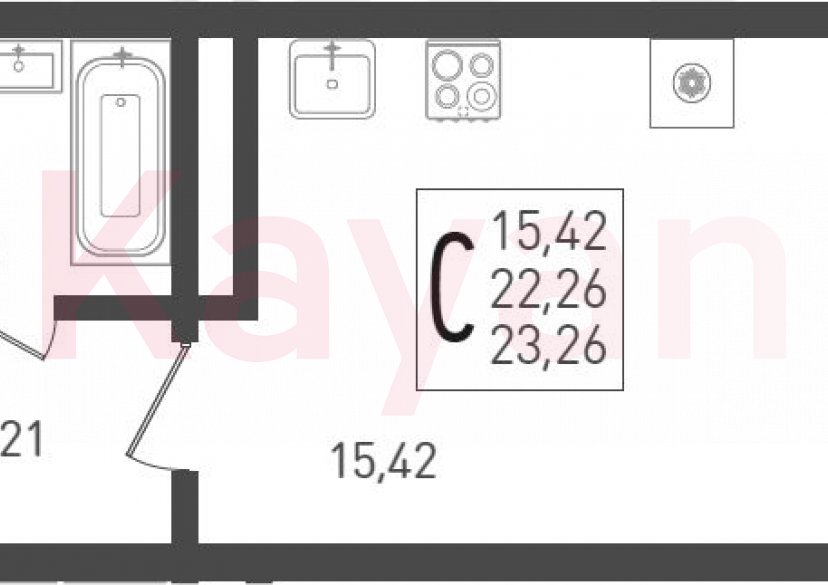 Продажа студии, 23.3 кв.м фото 0