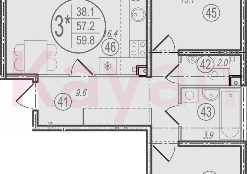 Продажа 3-комн. квартиры, 57.2 кв.м фото 0