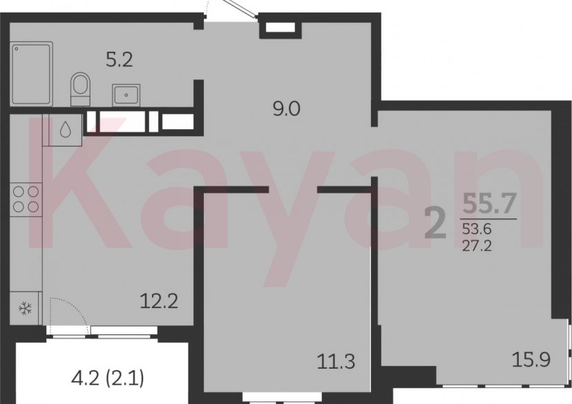 Продажа 2-комн. квартиры, 53.6 кв.м фото 0 Продажа 2-комн. квартиры, 53.6 кв.м фото 0