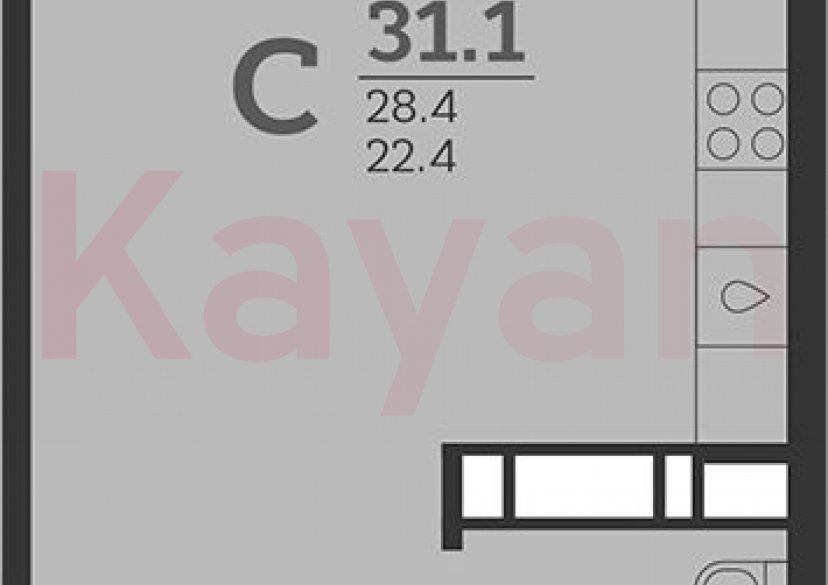 Продажа студии, 28.4 кв.м фото 0