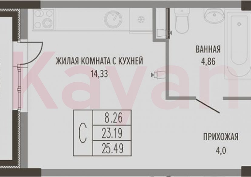 Продажа студии, 23.19 кв.м фото 0