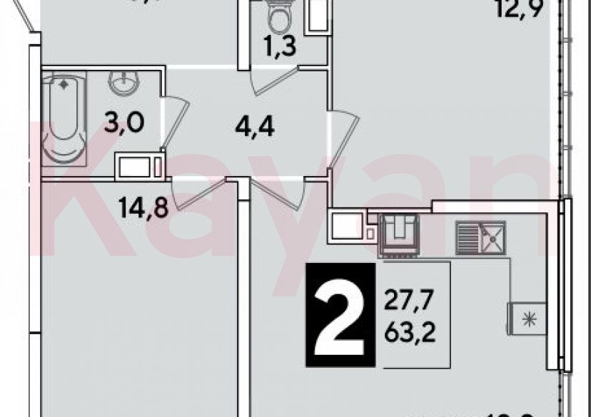 Продажа 3-комн. квартиры, 63.2 кв.м фото 0