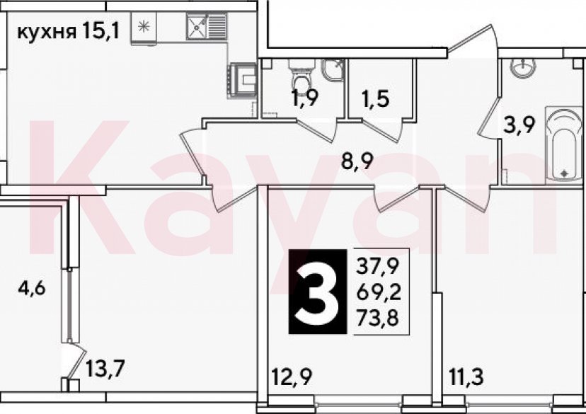 Продажа 4-комн. квартиры, 69.2 кв.м фото 0