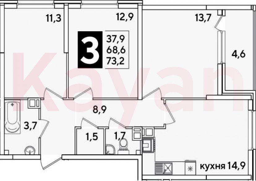 Продажа 3-комн. квартиры, 68.6 кв.м фото 0 Продажа 3-комн. квартиры, 68.6 кв.м фото 0