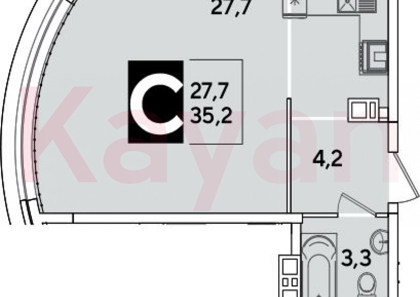 Продажа студии, 35.2 кв.м фото 0