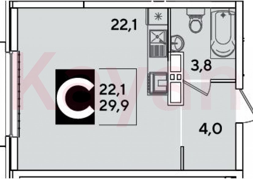 Продажа студии, 29.9 кв.м фото 0 Продажа студии, 29.9 кв.м фото 0