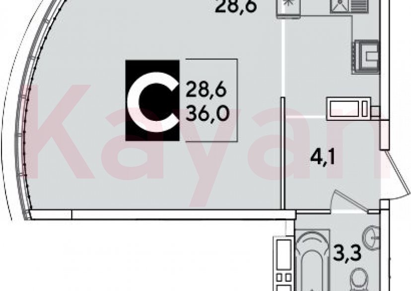 Продажа студии, 36 кв.м фото 0
