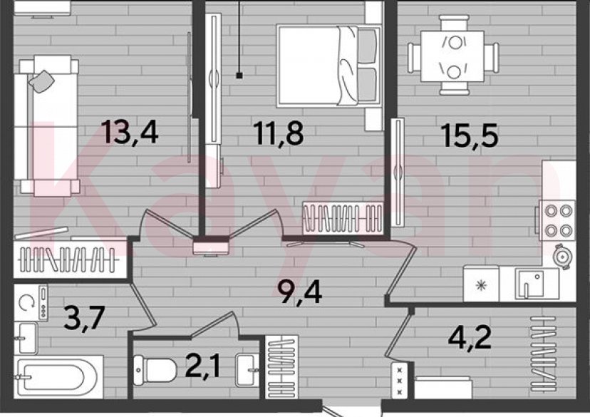 Продажа 2-комн. квартиры, 59.8 кв.м фото 0 Продажа 2-комн. квартиры, 59.8 кв.м фото 0