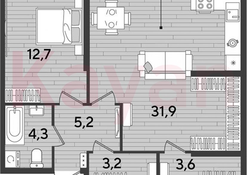 Продажа 1-комн. квартиры, 60.7 кв.м фото 0
