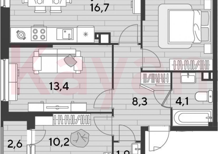 Продажа 3-комн. квартиры, 67.4 кв.м фото 0