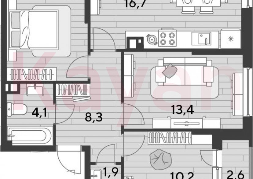 Продажа 3-комн. квартиры, 67.4 кв.м фото 0