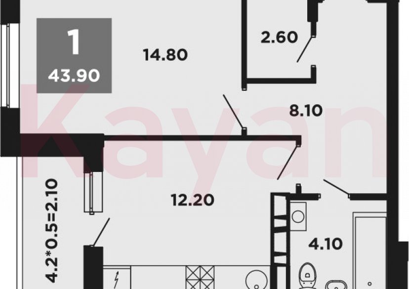 Продажа 1-комн. квартиры, 41.8 кв.м фото 0 Продажа 1-комн. квартиры, 41.8 кв.м фото 0