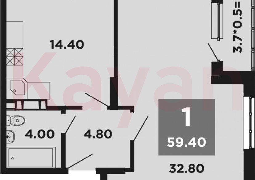 Продажа 1-комн. квартиры, 55.9 кв.м фото 0 Продажа 1-комн. квартиры, 55.9 кв.м фото 0