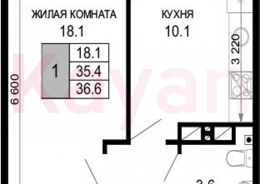 Продажа 1-комн. квартиры, 35.4 кв.м фото 0
