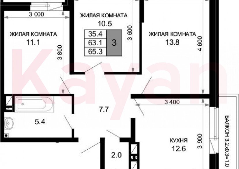 Продажа 3-комн. квартиры, 63.1 кв.м фото 0 Продажа 3-комн. квартиры, 63.1 кв.м фото 0