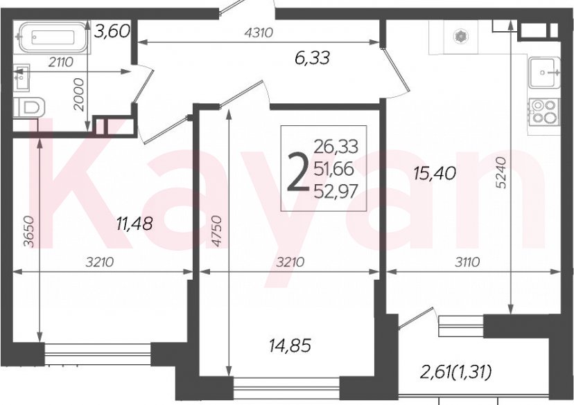 Продажа 3-комн. квартиры, 51.66 кв.м фото 0