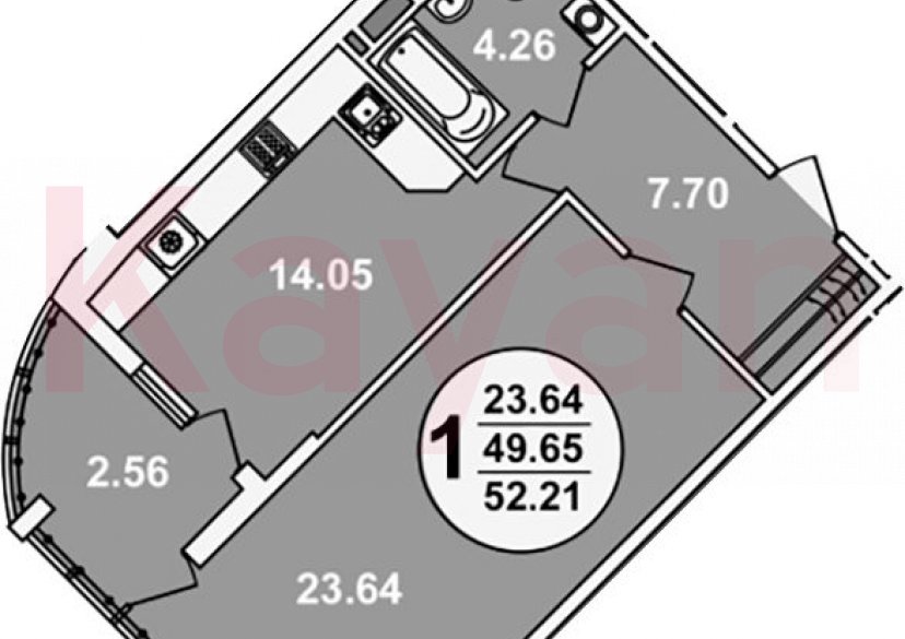 Продажа 1-комн. квартиры, 49.65 кв.м фото 0