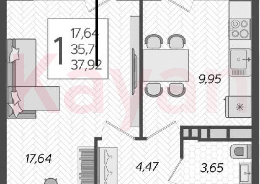 Продажа 1-комн. квартиры, 35.71 кв.м фото 0 Продажа 1-комн. квартиры, 35.71 кв.м фото 0