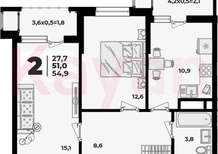 Продажа 2-комн. квартиры, 51 кв.м фото 0 Продажа 2-комн. квартиры, 51 кв.м фото 0