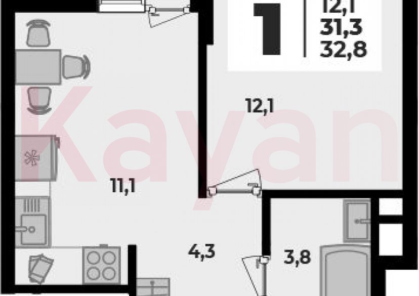 Продажа 1-комн. квартиры, 31.3 кв.м фото 0 Продажа 1-комн. квартиры, 31.3 кв.м фото 0