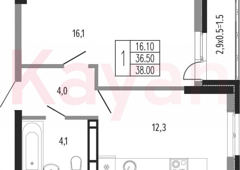 Продажа 1-комн. квартиры, 36.5 кв.м фото 0 Продажа 1-комн. квартиры, 36.5 кв.м фото 0