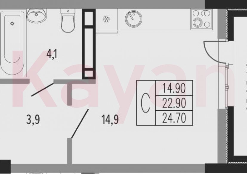Продажа студии, 22.9 кв.м фото 0