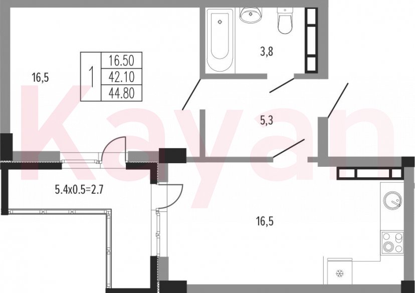 Продажа 1-комн. квартиры, 42.1 кв.м фото 0 Продажа 1-комн. квартиры, 42.1 кв.м фото 0