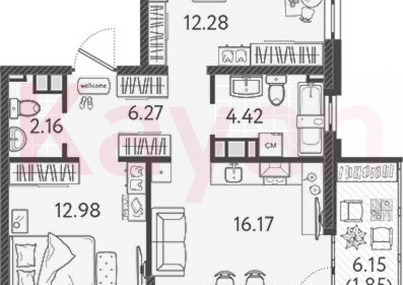 Продажа 3-комн. квартиры, 53.5 кв.м фото 0