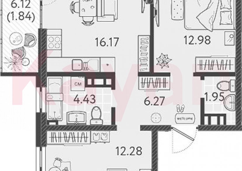 Продажа 3-комн. квартиры, 53.6 кв.м фото 0