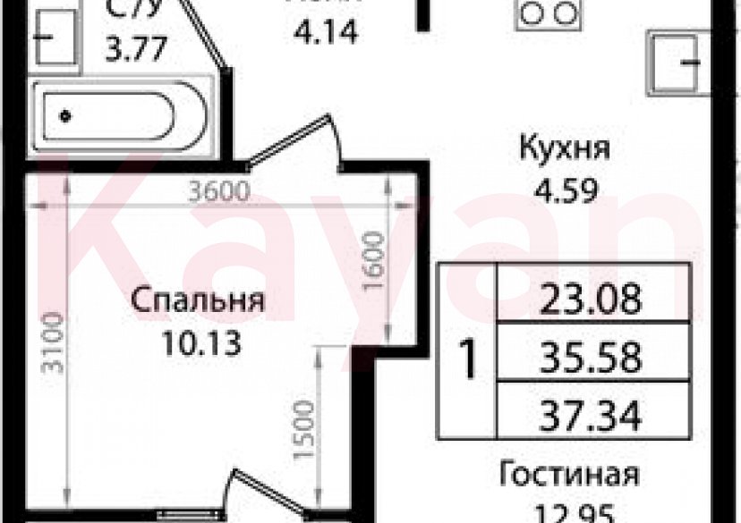 Продажа 2-комн. квартиры, 35.58 кв.м фото 0