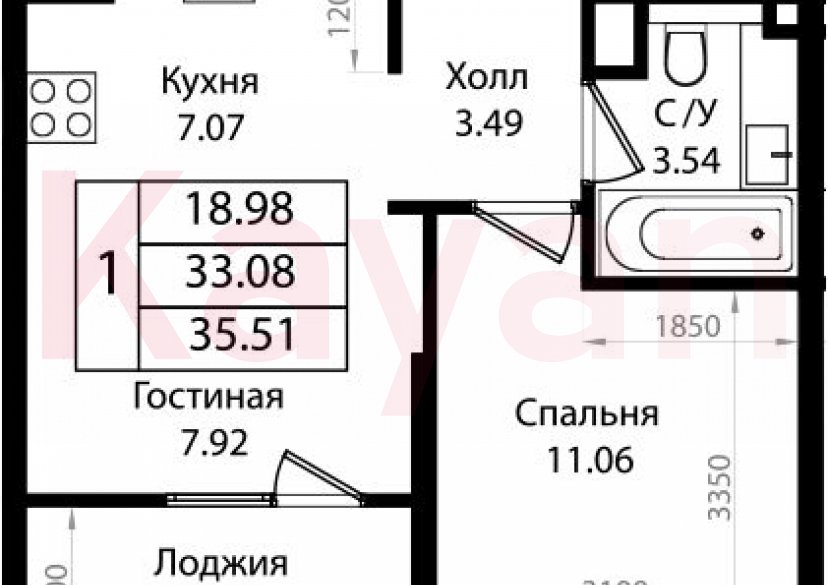 Продажа 2-комн. квартиры, 33.08 кв.м фото 0