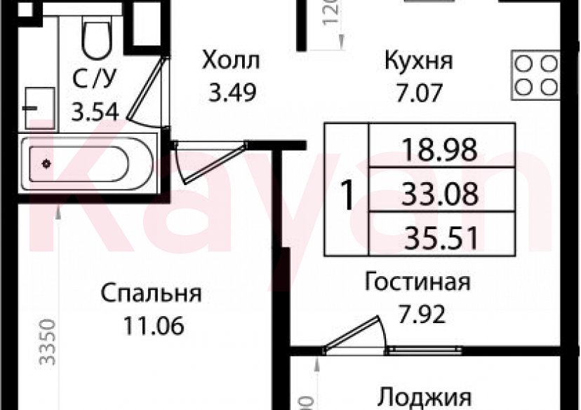 Продажа 2-комн. квартиры, 33.08 кв.м фото 0
