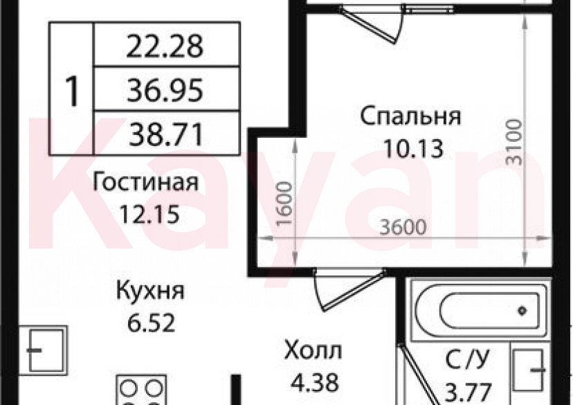 Продажа 2-комн. квартиры, 36.95 кв.м фото 0