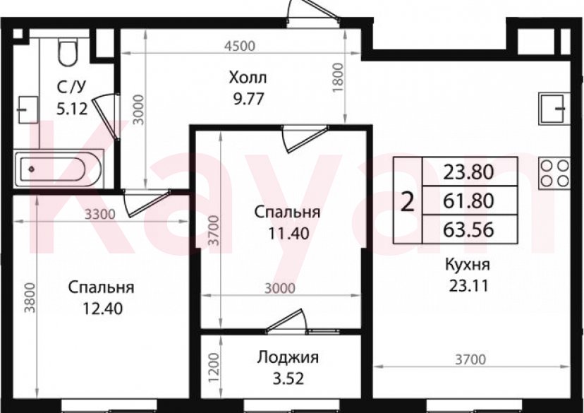 Продажа 3-комн. квартиры, 61.8 кв.м фото 0 Продажа 3-комн. квартиры, 61.8 кв.м фото 0