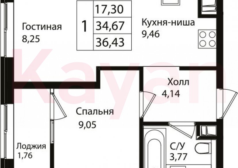 Продажа 2-комн. квартиры, 34.67 кв.м фото 0 Продажа 2-комн. квартиры, 34.67 кв.м фото 0