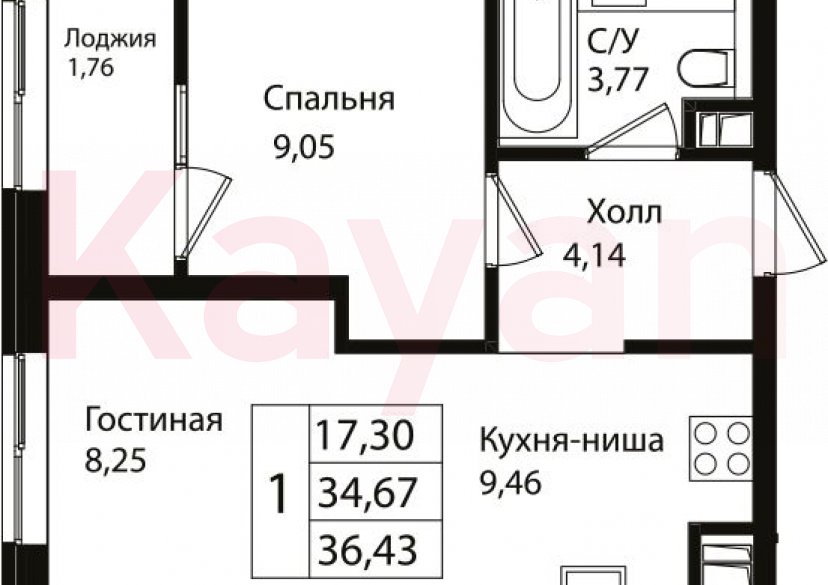 Продажа 2-комн. квартиры, 34.67 кв.м фото 0 Продажа 2-комн. квартиры, 34.67 кв.м фото 0