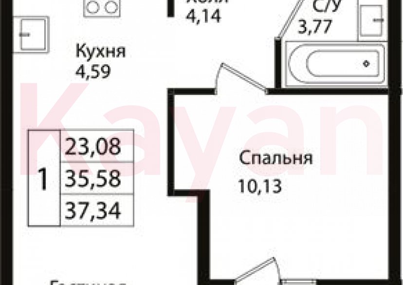 Продажа 2-комн. квартиры, 35.58 кв.м фото 0
