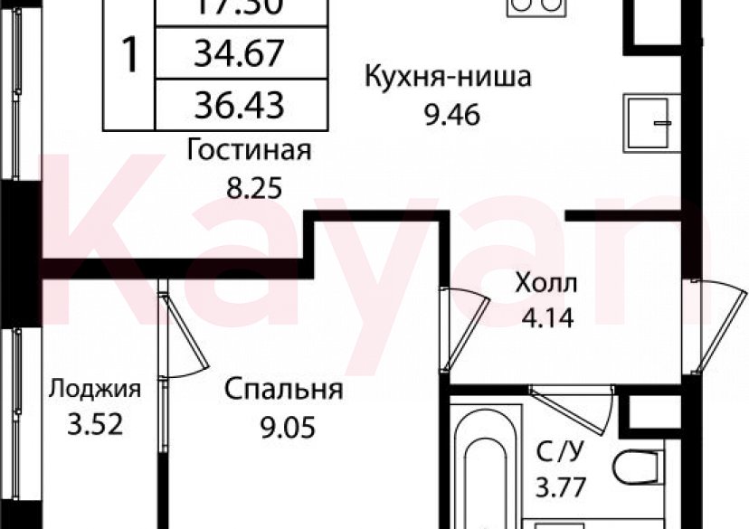 Продажа 2-комн. квартиры, 34.67 кв.м фото 0 Продажа 2-комн. квартиры, 34.67 кв.м фото 0
