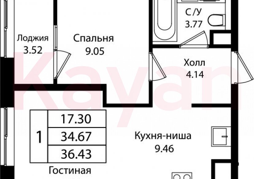 Продажа 2-комн. квартиры, 34.67 кв.м фото 0 Продажа 2-комн. квартиры, 34.67 кв.м фото 0