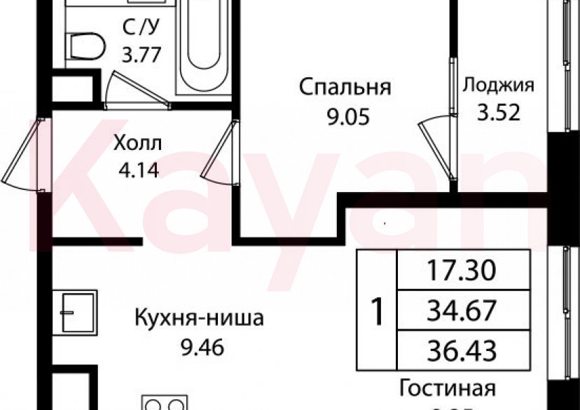Продажа 2-комн. квартиры, 34.67 кв.м фото 0 Продажа 2-комн. квартиры, 34.67 кв.м фото 0