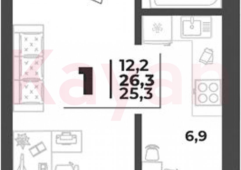 Продажа 1-комн. квартиры, 25.3 кв.м фото 0 Продажа 1-комн. квартиры, 25.3 кв.м фото 0