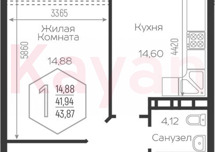 Продажа 1-комн. квартиры, 41.07 кв.м фото 0