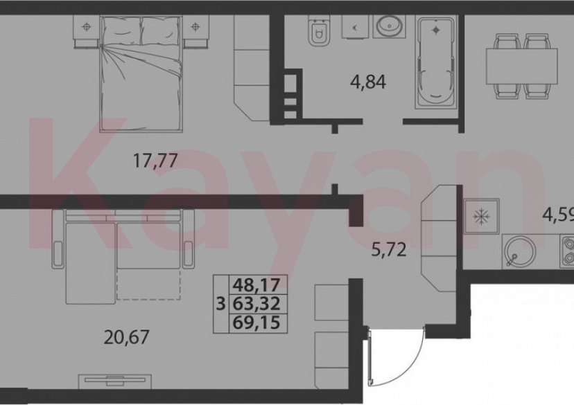 Продажа 2-комн. квартиры, 63.32 кв.м фото 0