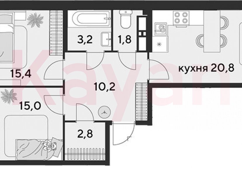 Продажа 3-комн. квартиры, 69.2 кв.м фото 0