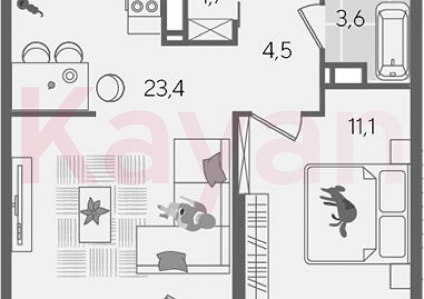 Продажа 2-комн. квартиры, 44.3 кв.м фото 0
