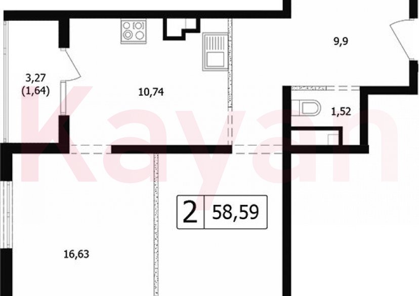 Продажа 2-комн. квартиры, 55.86 кв.м фото 0 Продажа 2-комн. квартиры, 55.86 кв.м фото 0