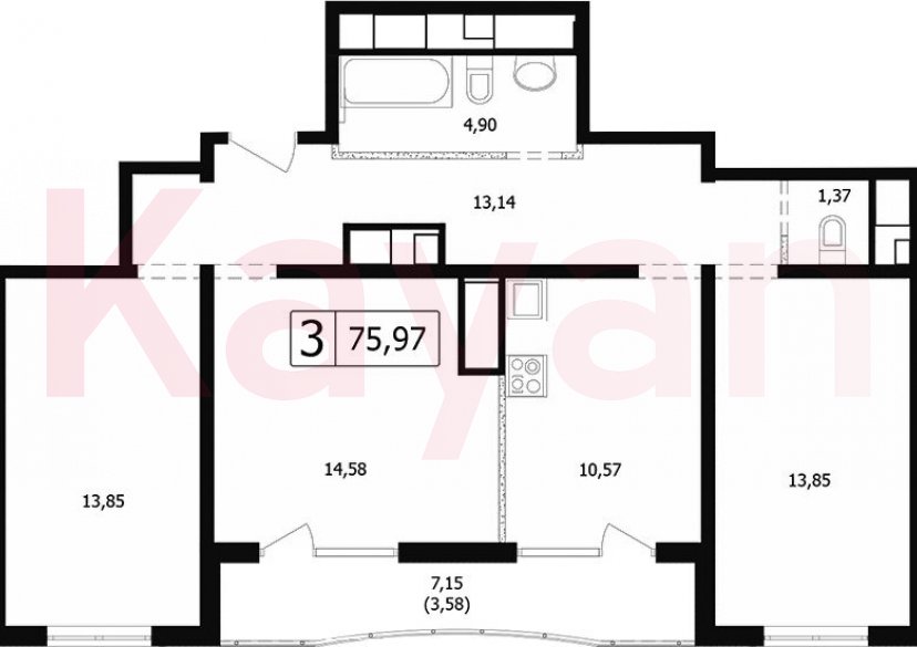 Продажа 3-комн. квартиры, 68.22 кв.м фото 0