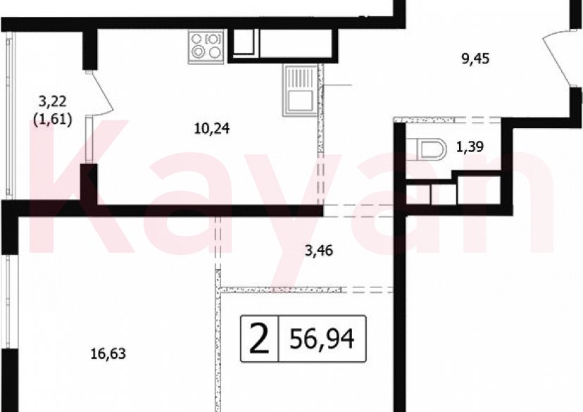 Продажа 2-комн. квартиры, 53.59 кв.м фото 0