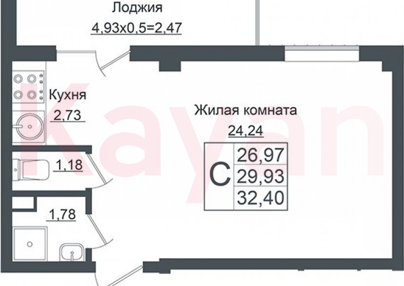Продажа студии, 29.93 кв.м фото 0